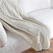Pemberly Row Contemporary Cotton Linen Blend Beige Throw Blanket