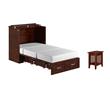 Pemberly Row Set of 2 Twin Extra Long Murphy Bed Chest & Side Table in Walnut