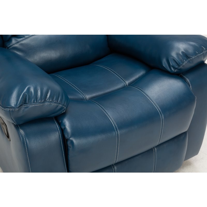 Pemberly Row Contemporary Navy Blue Faux Leather Glider Rocker Recliner