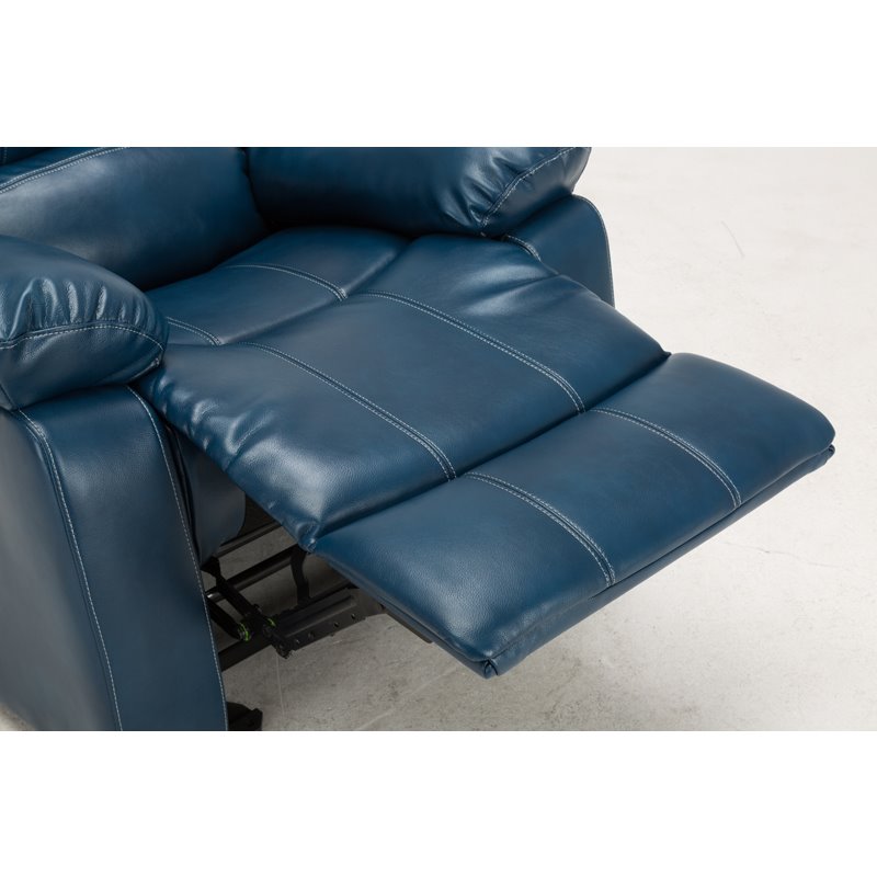 Pemberly Row Contemporary Navy Blue Faux Leather Glider Rocker Recliner