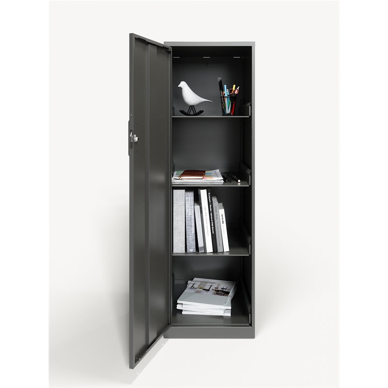 Pemberly Row 4 Shelf Personal Metal Locker Storage Cabinet Locking Charcoal