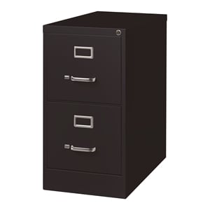 Pemberly Row 26.5&quotD Metal 2 Drawer Letter Width Black Vertical Filing Cabinet