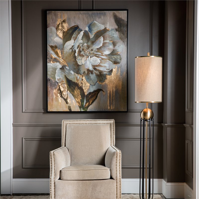 Pemberly Row Contemporary Wood and Acrylic Floral Art in Multi-Color