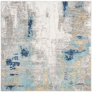 Pemberly Row Modern / Contemporary 6'7&quot Square Rug in Gray and Blue
