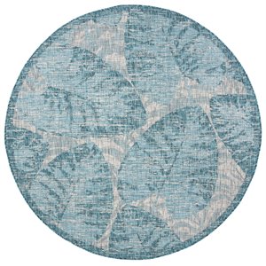 Pemberly Row Modern / Contemporary 6'7&quot Round Rug in Gray and Aqua