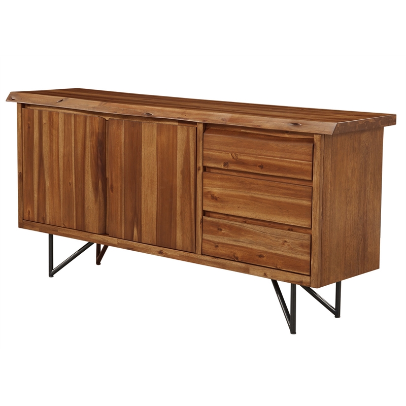 Pemberly Row Modern Wood Dining Server in Light Walnut (Brown)