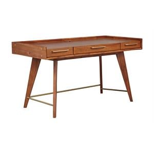 Pemberly Row Contemporary 55&quot 3-drawer Acacia Wood Desk in Walnut