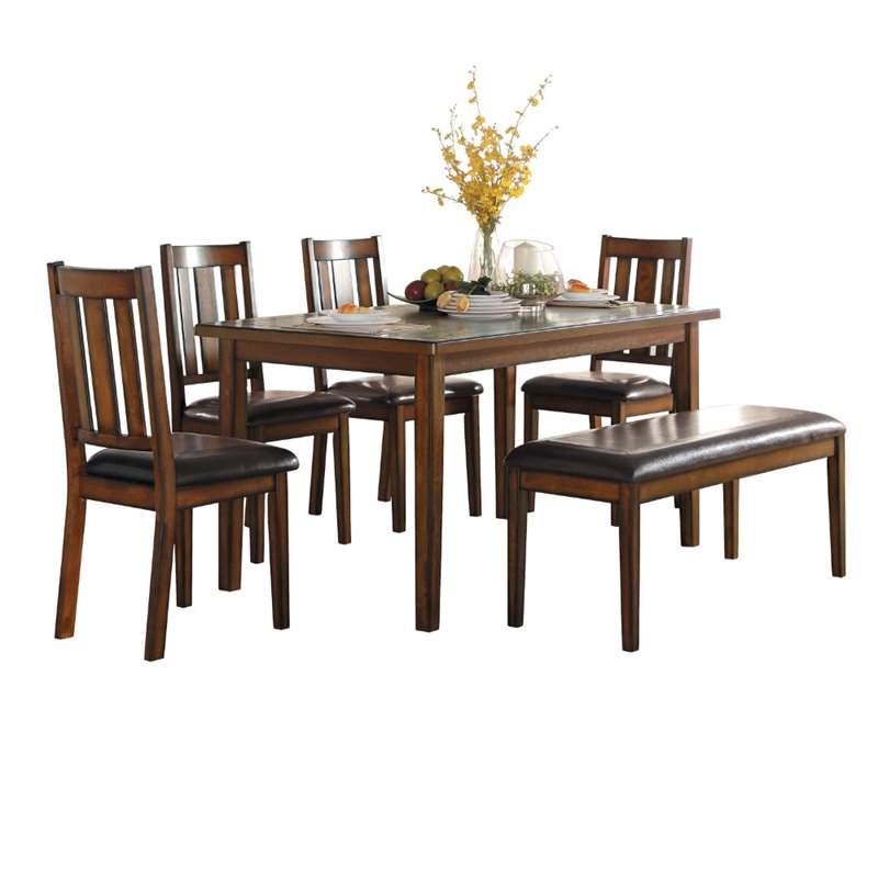 Pemberly Row Contemporary 6 Piece Wood Dining Set in Espresso