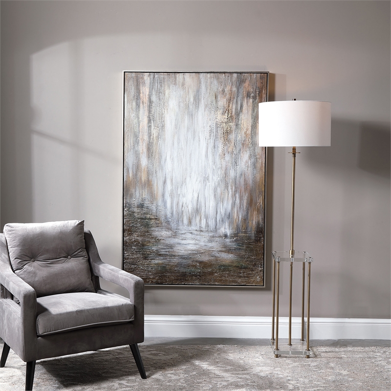 Pemberly Row Desert Rain Wood and Plastic Hand Painted Canvas in Multi-Color