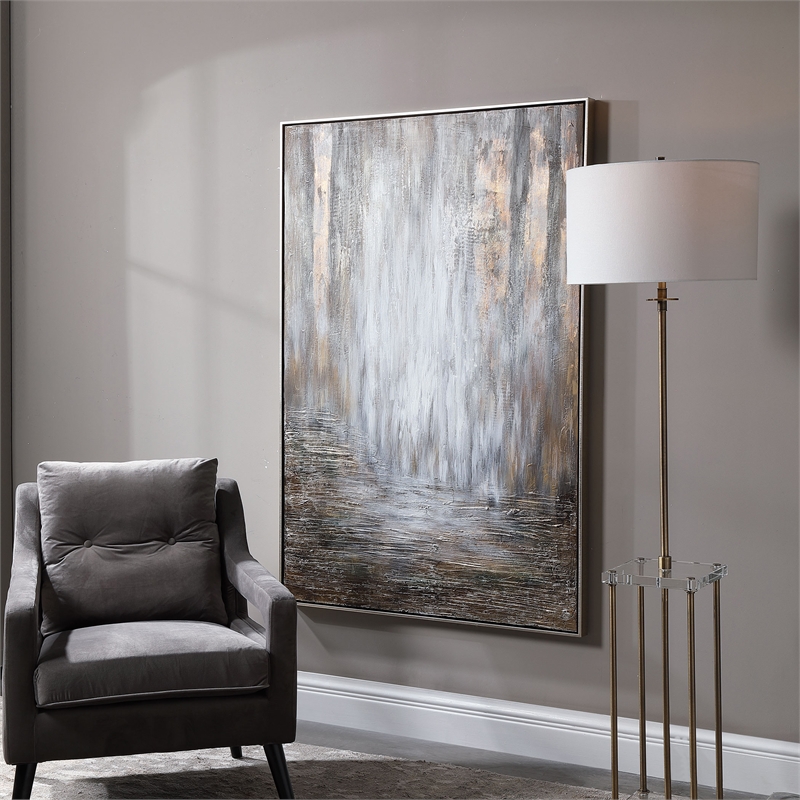 Pemberly Row Desert Rain Wood and Plastic Hand Painted Canvas in Multi-Color