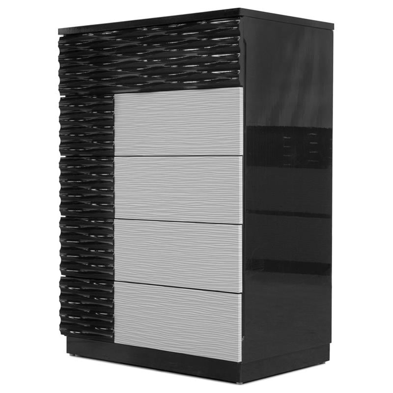 Pemberly Row 5-Drawer Poplar Wood Bedroom Chest in Black/Zebra