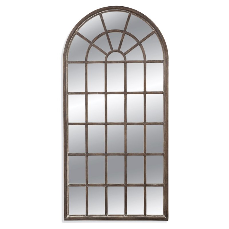 Pemberly Row Modern Leaner Mirror in Weathered Brown Polyurethane