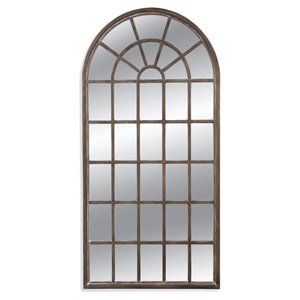 Pemberly Row Modern Leaner Mirror in Weathered Brown Polyurethane