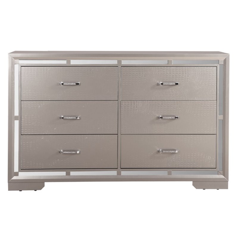 Pemberly Row Modern / Contemporary Dresser in Silver Champagne