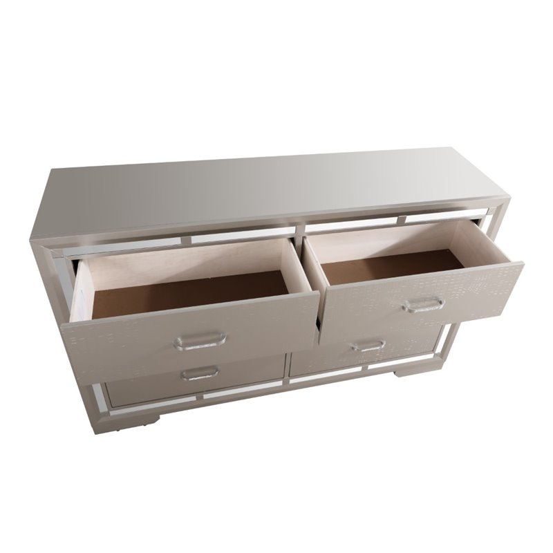 Pemberly Row Modern / Contemporary Dresser in Silver Champagne