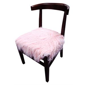Pemberly Row 21&quot Mid-Century Faux Fur & Solid Wood Accent Chair in Pink