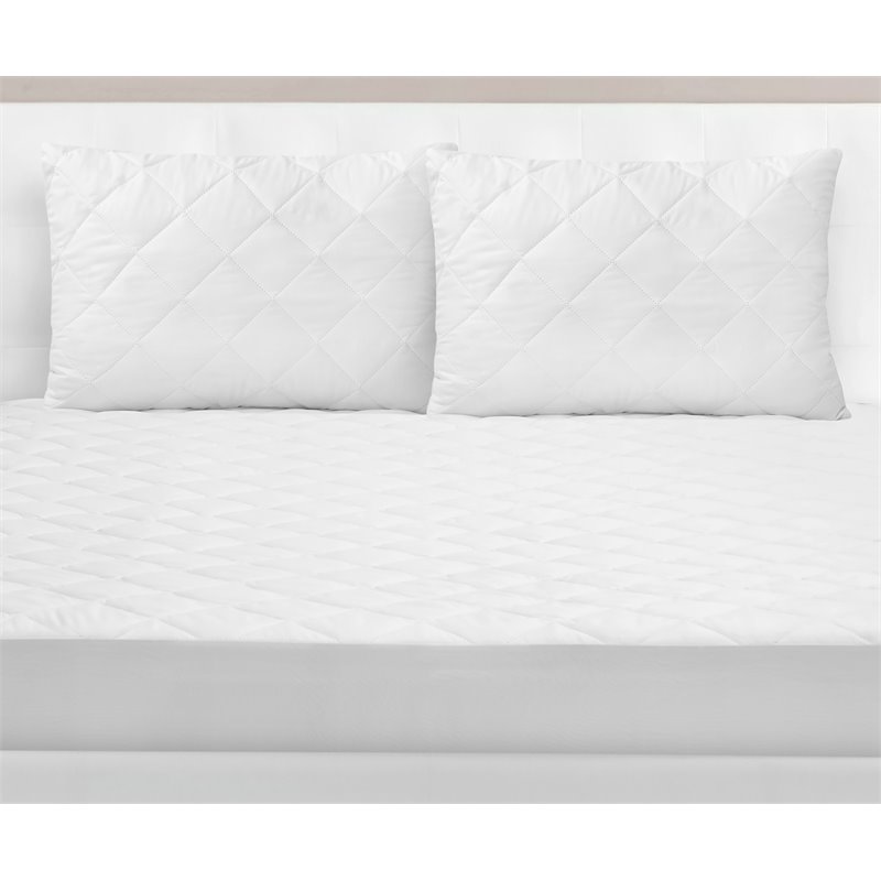 Pemberly Row Quilted King Pillow Protector Cover in White (Set of 2)