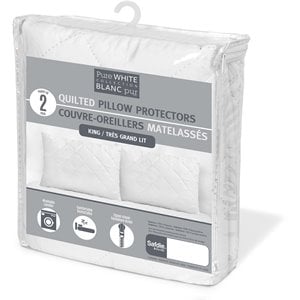 Pemberly Row Quilted King Pillow Protector Cover in White (Set of 2)
