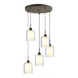 Pemberly Row Modern 5-Light Mini Pendant in Bronze/Opal Glass