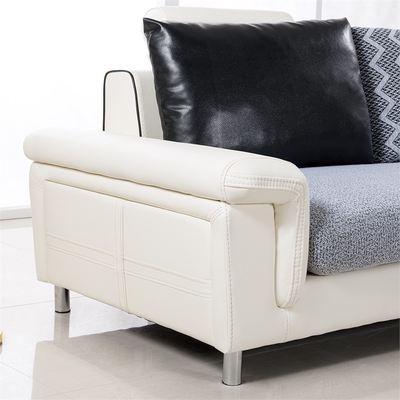 Pemberly Row Gray Color With Fabric Sectional Right Facing Chaise