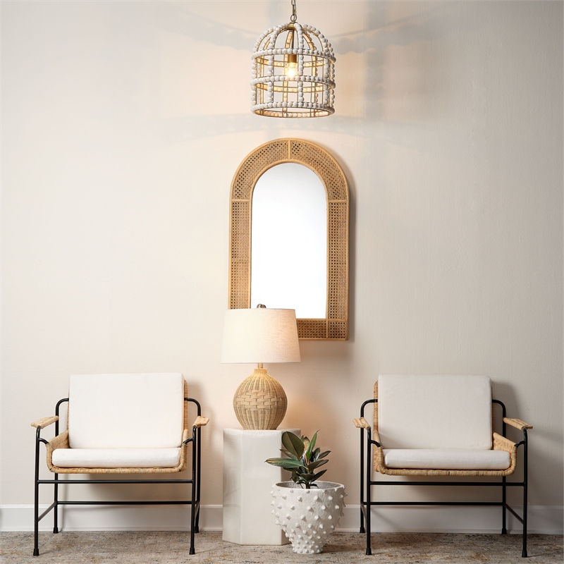 Pemberly Row Indoor/Outdoor Transitional Ceramic Side Table in White