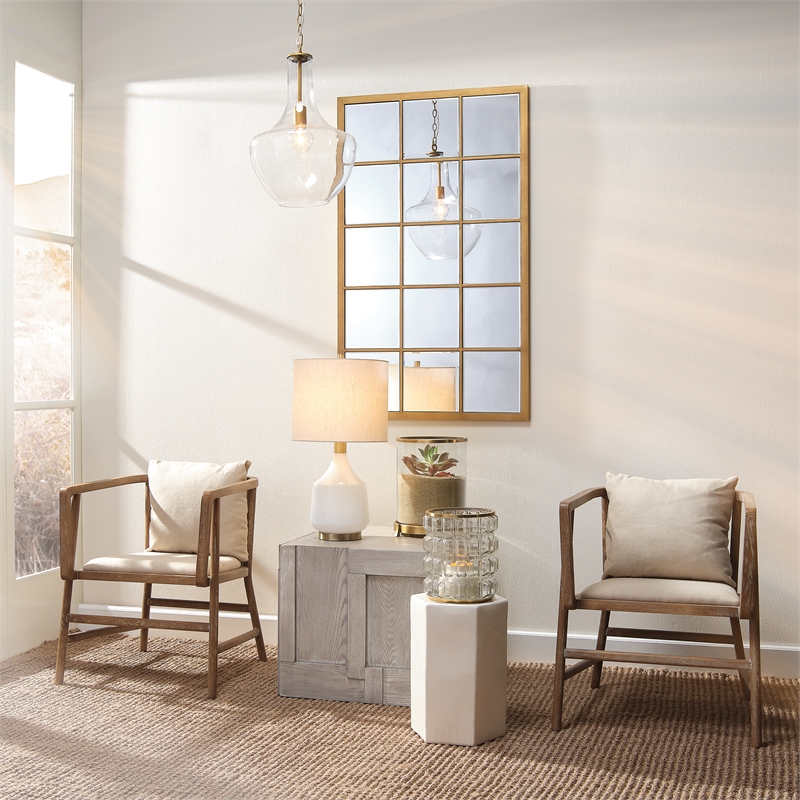 Pemberly Row Indoor/Outdoor Transitional Ceramic Side Table in White