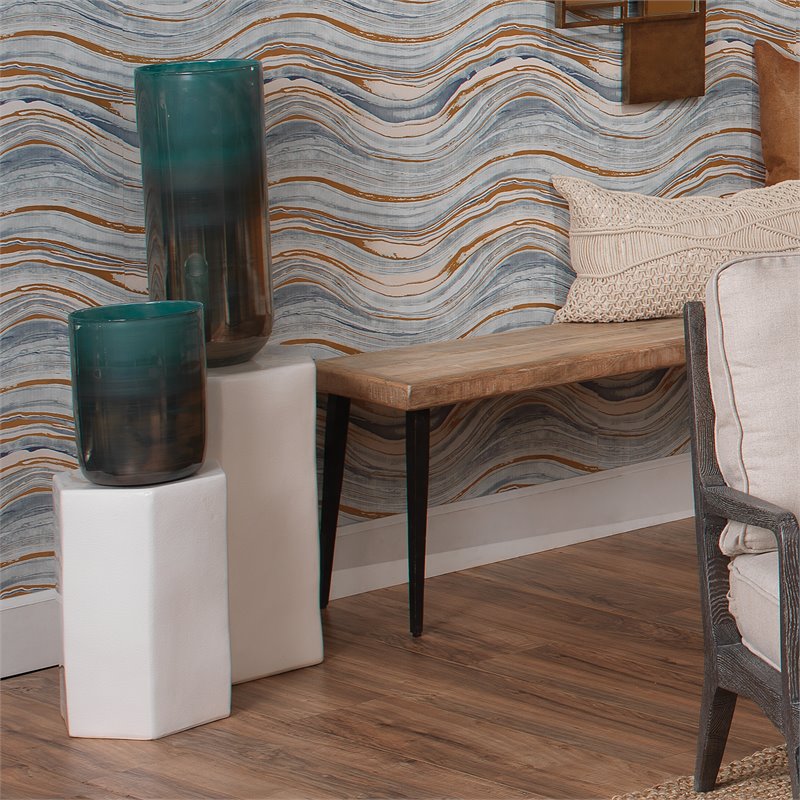 Pemberly Row Indoor/Outdoor Transitional Ceramic Side Table in White