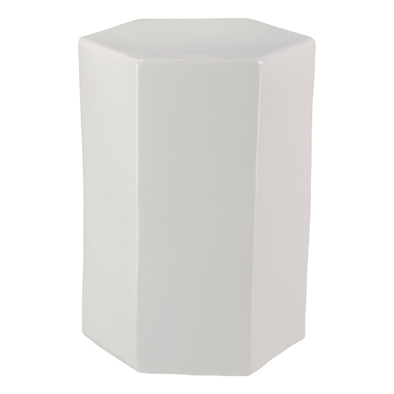 Pemberly Row Indoor/Outdoor Transitional Ceramic Side Table in White