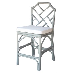 Pemberly Row Modern 26&quot Rattan Counter Stool in Gray (Set of 2)