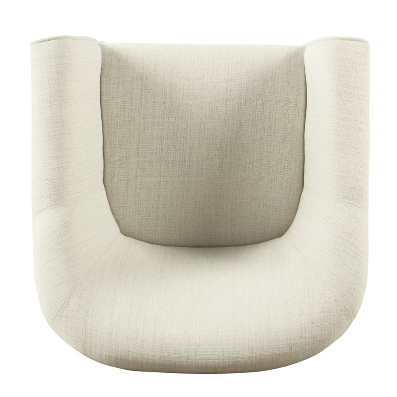 Pemberly Row Transitional Wood and Fabric Barrel Accent Chair in White