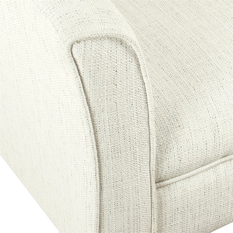 Pemberly Row Transitional Wood and Fabric Barrel Accent Chair in White