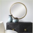 Pemberly Row Round Contemporary MDF and Iron Mirror in Gold Finish