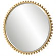 Pemberly Row Round Contemporary MDF and Iron Mirror in Gold Finish