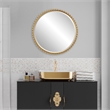 Pemberly Row Round Contemporary MDF and Iron Mirror in Gold Finish