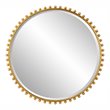 Pemberly Row Round Contemporary MDF and Iron Mirror in Gold Finish