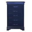 Pemberly Row Traditional Charlie Blue Wood 5-Drawer Chest with LED