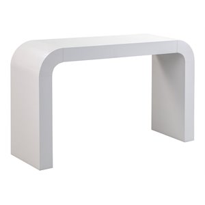 Pemberley Row Acacia Wood White Console Table Rounded 53.9&quot Unassembled