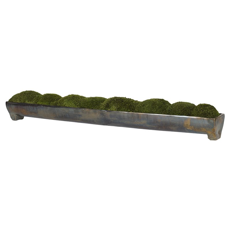 Pemberly Row Aluminum Moss Centerpiece in Green/Colorful Oxidized Bronze
