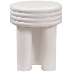 Pemberly Row 17&quotH Transitional Concrete Stone Side Table in Ivory
