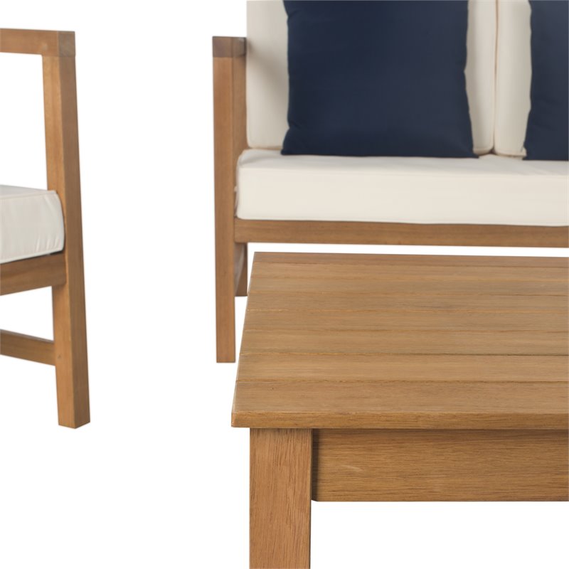 Pemberly Row 4-Piece Eucalyptus Wood Set in Teak Brown and Beige