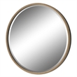 Pemberly Row Round Farmhouse Metal MDF and Rope Mirror in Brown