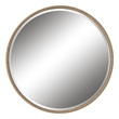 Pemberly Row Round Farmhouse Metal MDF and Rope Mirror in Brown