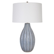 Pemberley Row Steel and Ceramic Blue Table Lamp Round 28