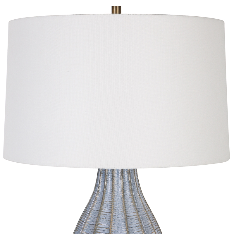 Pemberley Row Steel and Ceramic Blue Table Lamp Round 28