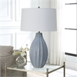 Pemberley Row Steel and Ceramic Blue Table Lamp Round 28