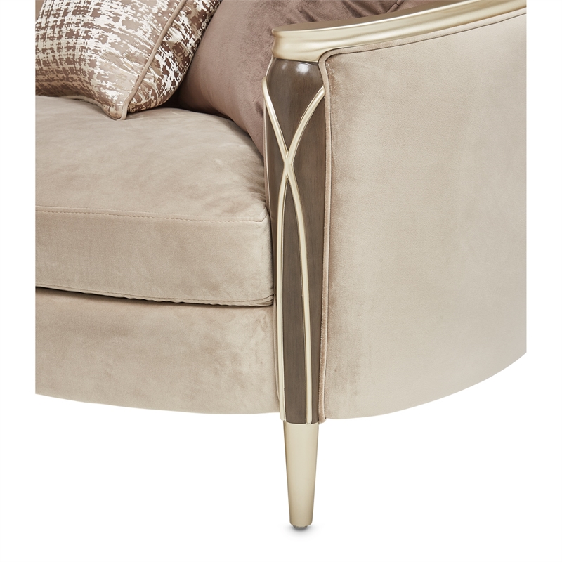 Pemberly Row Contemporary Velvet Sofa in Porcini/Hazelnut Brown