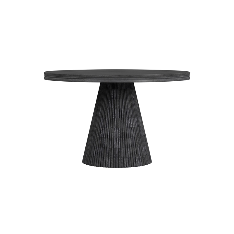 Pemberly Row Contemporary Black Dining Table in Solid Mango Wood