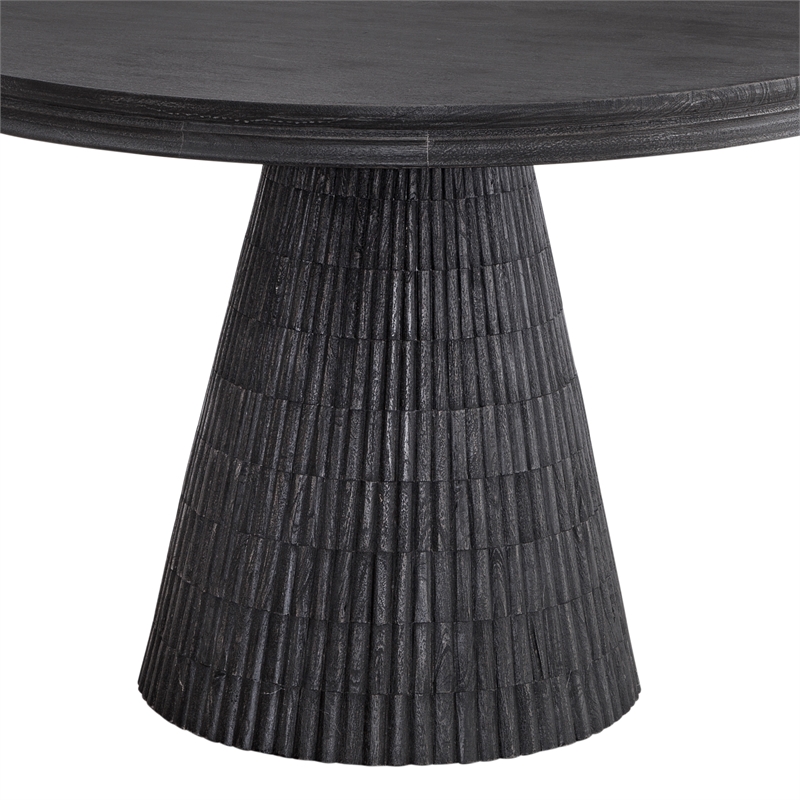 Pemberly Row Contemporary Black Dining Table in Solid Mango Wood