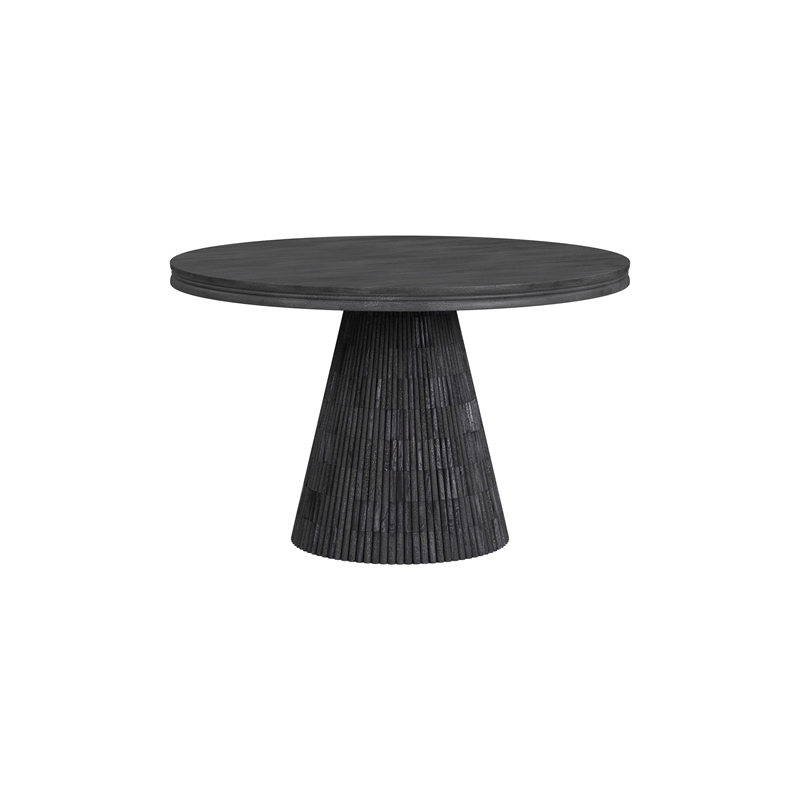 Pemberly Row Contemporary Black Dining Table in Solid Mango Wood