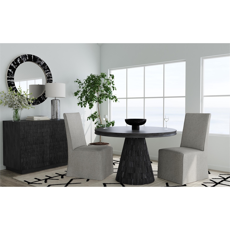 Pemberly Row Contemporary Black Dining Table in Solid Mango Wood